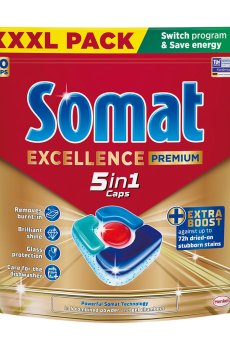 Таблетки для мытья посуды в посудомоечной машине Somat Excellence 5 In 1 Caps, 80 шт