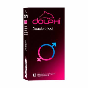 Презервативы Dolphi Double Effect с точками и ребрами, смазывающим, согревающим и пролонгирующим эффектом, 12 шт Презервативы Dolphi Double Effect с точками и ребрами, смазывающим, согревающим и пролонгирующим эффектом, 12 шт