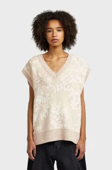 Женский бежевый шерстяной жилет с узором Jacquard Бежевый M G-Star RAW D27254,E586