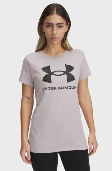 Женская пудровая футболка UA Logo SS Розовый XS Under Armour 1356305-009