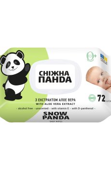 Влажные салфетки Сніжна Панда для младенцев, с экстрактом алоэ вера, 72 шт