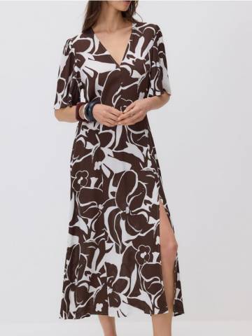 Reserved - Сукня з віскози - коричневий - 6681B-88X