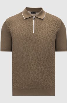 Поло из шелка цвета хаки