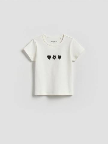 Reserved - Бавовняна футболка з принтом - кремовий - 555FT-01X