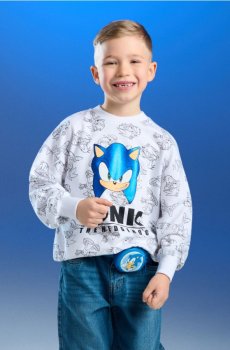 Світшот із круглим вирізом і принтом Sonic the Hedgehog - білий