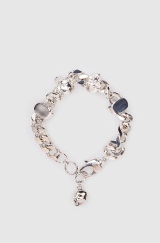 Серебристый браслет-цепочка с черепами