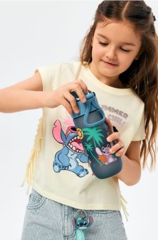 Пляшка для води з ручкою та соломинкою Lilo & Stitch - різнобарвний