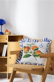 Наволочка з мотивом апельсина - кремовий