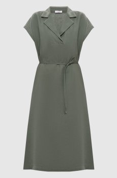 Зеленое платье миди из льна