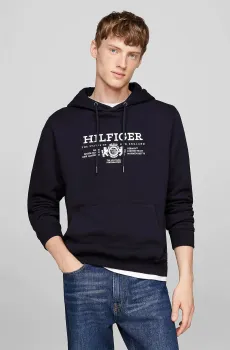 Мужское темно-синее худи HILFIGER CREST EMRBO HOODY Синий S Tommy Hilfiger MW0MW35527
