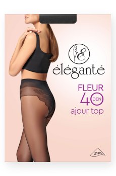 Колготки женские Elegante Fleur с кружевными трусиками, 40 DEN, Nero, размер 3