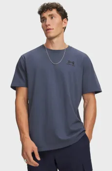 Мужская темно-серая футболка UA M LOGO EMB HEAVYWEIGHT SS-GRY Серый L Under Armour 1373997-045