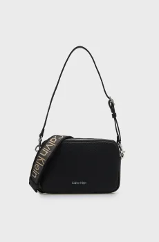Женская черная сумка WEBBING 2X STRAP CAMERA Черный ONESIZE Calvin Klein LV04F3656G