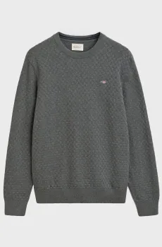 Мужской серый джемпер MICRO TEXTURE C-NECK Серый M Gant 8030261