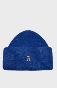 Женская синяя шапка TH EVENING BEANIE Синий ONESIZE Tommy Hilfiger AW0AW15319