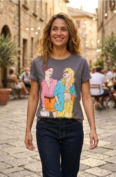 Футболка з принтом - темно-сірий