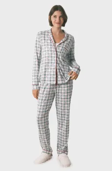 Женская пижама в клетку (рубашка, брюки) Разноцветный XL womensecret 3792074