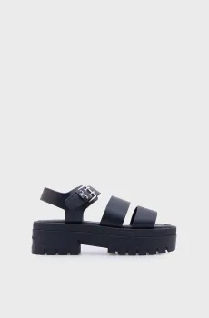 Женские черные кожаные сандалии STRAPS Черный 38 Tommy Jeans EN0EN02944