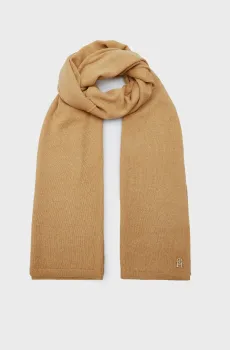 Женский бежевый шерстяной шарф CASHMERE CHIC KNIT SCARF Бежевый ONESIZE Tommy Hilfiger AW0AW15343