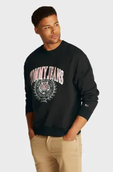 Мужской черный свитшот TJM RLX VARSITY TIGER CREW Черный L Tommy Jeans DM0DM20640