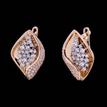 Золотые серьги с фианитами с04528 Золотые серьги с фианитами с04528