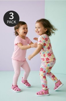 Бавовняні футболки з квітковим мотивом 3 pack - кремовий
