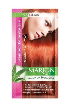 Уценка! Оттеночный шампунь для волос Marion Aloe & Keratin Hair Color Shampoo 92 Titian, 40 мл