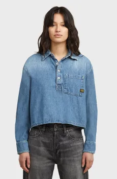 Женская голубая джинсовая рубашка Boxy day Голубой S G-Star RAW D26297,D946