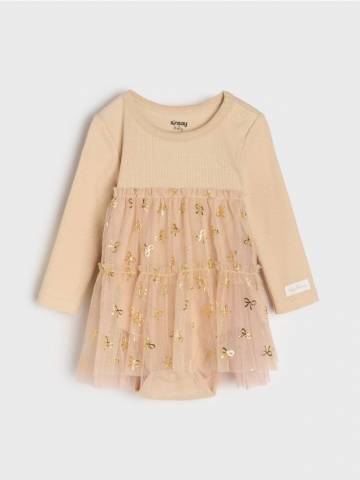 Боді з сукенкою - бежевий