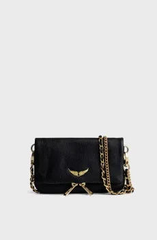 Женский черный кожаный клатч Rock Mini Черный ONESIZE ZADIG&VOLTAIRE LWBA03975_BLACK GOLDFW26