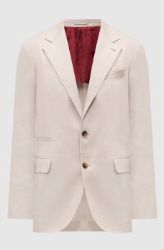 Бежевый пиджак из льна, шерсти и мохера
