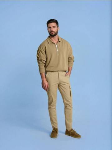 Штани slim cargo - бежевий