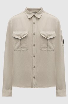 Серая рубашка с леном с патчем