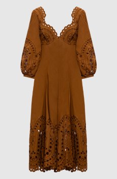 Коричневое платье миди Corbin