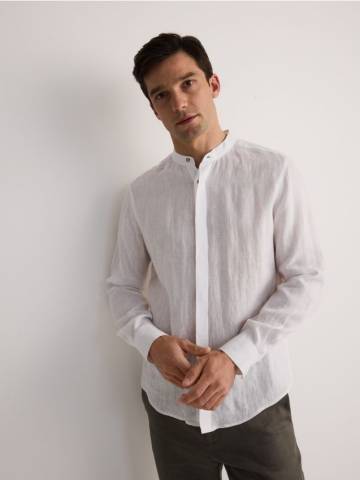 Reserved - Лляна сорочка regular fit - білий - 161EG-00X Reserved - Лляна сорочка regular fit - білий - 161EG-00X