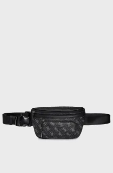 Мужская черная поясная сумка с узором VEZZOLA SMART COMPACT Черный ONESIZE Guess HMEVZLP3231