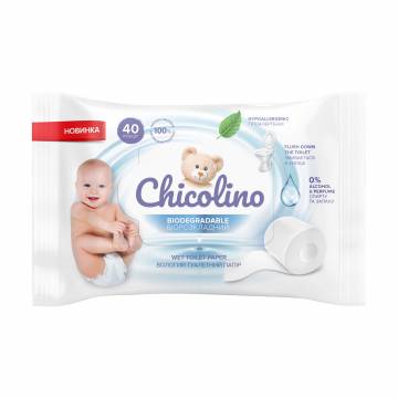 Биоразлагаемая влажная туалетная бумага для взрослых и детей Chicolino Biodegradable, 16*40 шт Биоразлагаемая влажная туалетная бумага для взрослых и детей Chicolino Biodegradable, 16*40 шт