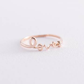 Кольцо "Love" в красном золоте с фианитом к06797 Кольцо "Love" в красном золоте с фианитом к06797