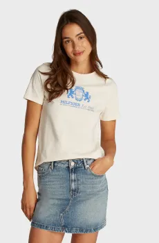 Женская белая футболка SLIM VARSITY C-NK SS Белый M Tommy Hilfiger WW0WW43892