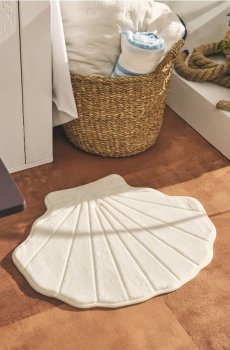 Килимок для ванної у формі мушлі - кремовий