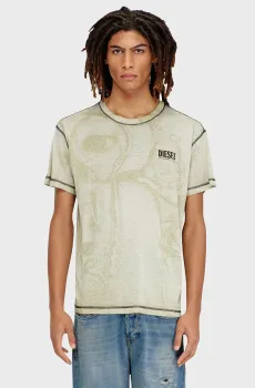 Мужская серая футболка с узором T-NORM-V15 Серый L Diesel A19949 0BMCI