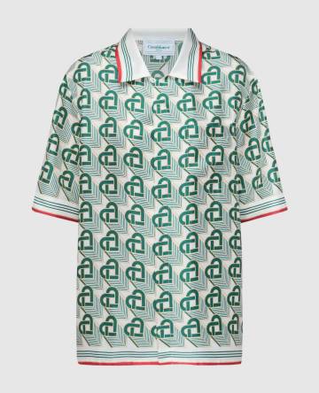 Белая блуза из шелка в узоре Heart Monogram Белая блуза из шелка в узоре Heart Monogram