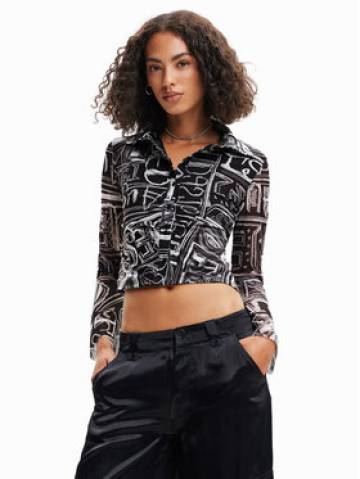 Desigual Сорочка Lettering 23SWTKBZ Чорний Slim Fit Desigual Сорочка Lettering 23SWTKBZ Чорний Slim Fit