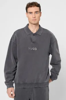 Мужское темно-серое поло Серый L HUGO 50546395;017