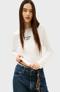 Женский белый лонгслив TOMMY GIRL STAR Белый M Tommy Jeans DW0DW22499
