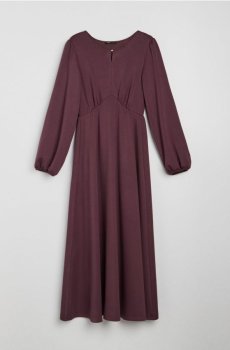 Сукня міді з пишними рукавами та драпіруванням, з віскозою - буряковий