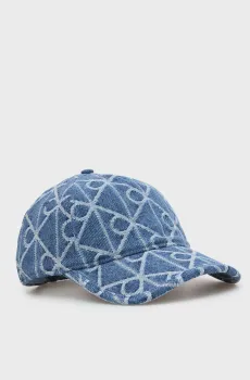 Женская синяя джинсовая кепка с узором AOP JACQUARD DENIM BB CAP Синий ONESIZE Calvin Klein LV04F5069G