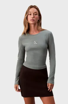 Женский оливковый лонгслив MONOLOGO Оливковый XS Calvin Klein Jeans LV047A803G