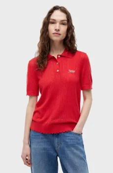 Женское красное поло POINTELLE POLO SWEATER Красный M Tommy Jeans DW0DW22932