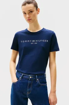 Женская темно-синяя футболка REG CORP LOGO Синий M Tommy Hilfiger WW0WW40276